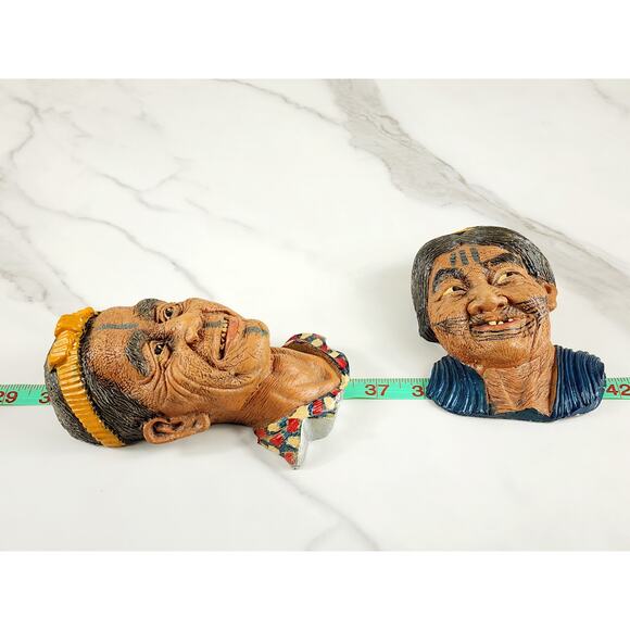 Bust Chinese Asian Oriental Senior Couple Chalkware 6" Wall Decor 80s x2 - Picture 13 of 13